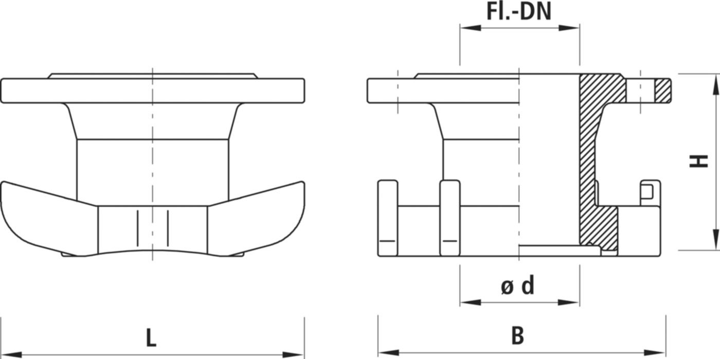 Universal-Anbohrschelle für Gas 3516 Doppelbügel, Flanschabgang DN 80 - Hawle Hausanschluss- und Anbohrarmaturen