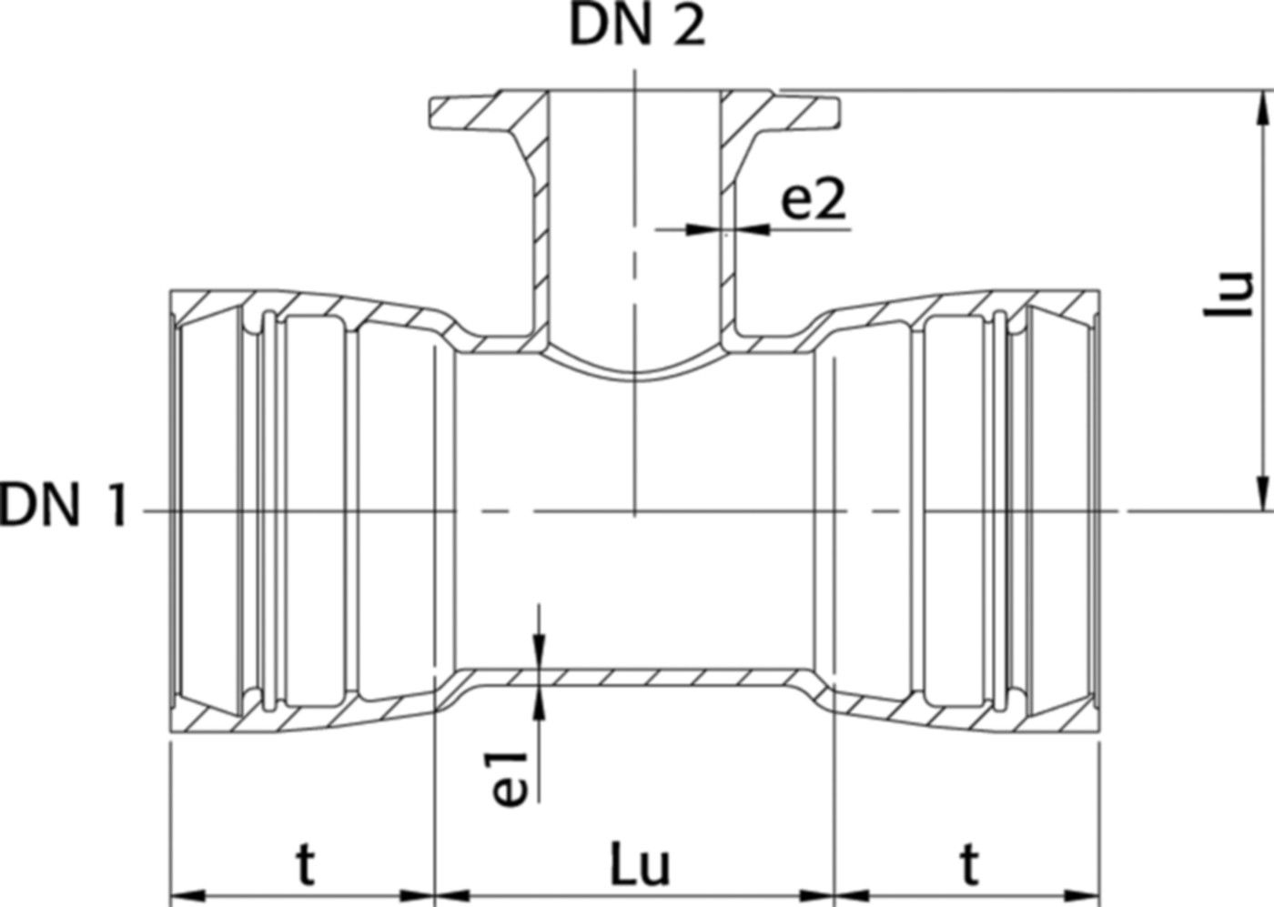 Steckmuffen-T mit Flanschabzweig MMA DN 125/80 PN 16 - WILD Steckmuffenformstücke