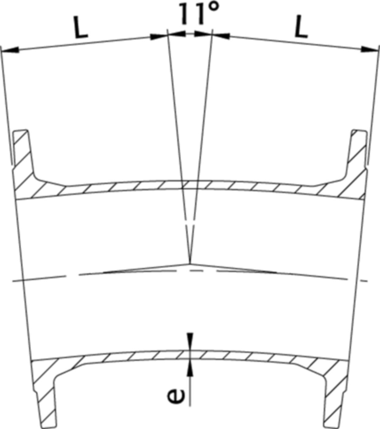 Flanschen-Bogen 11° Typ FFK PN 16 DN 250 - WILD Flanschformstücke