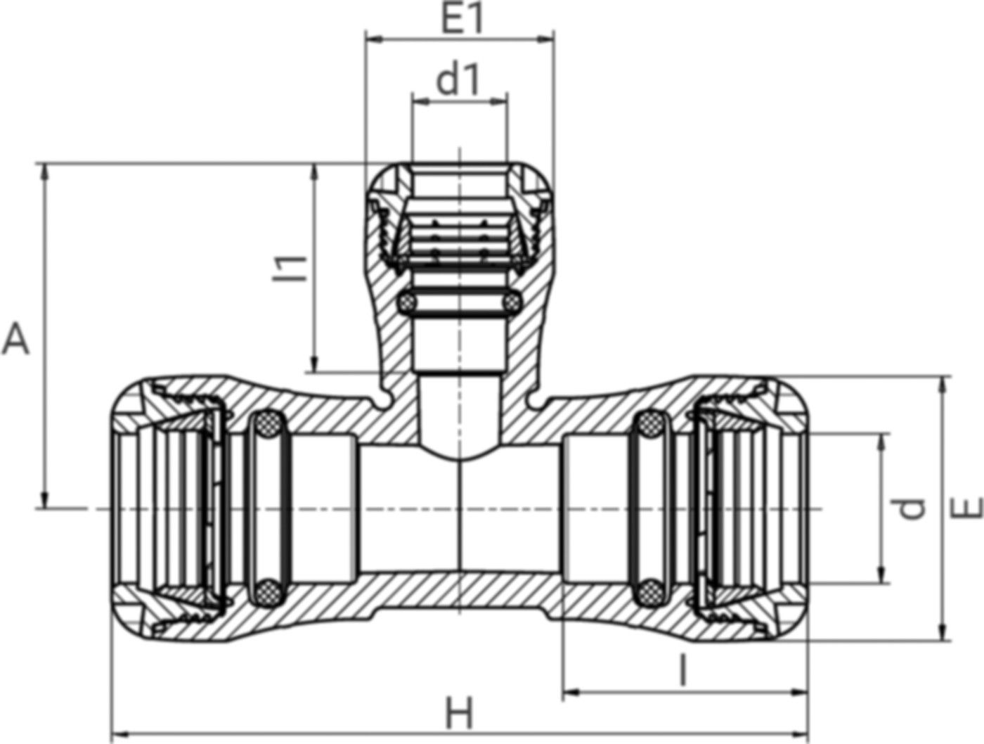 Steckmuffen-Tee reduziert 1034 d 63/32mm - Plasson-Steckfittinge