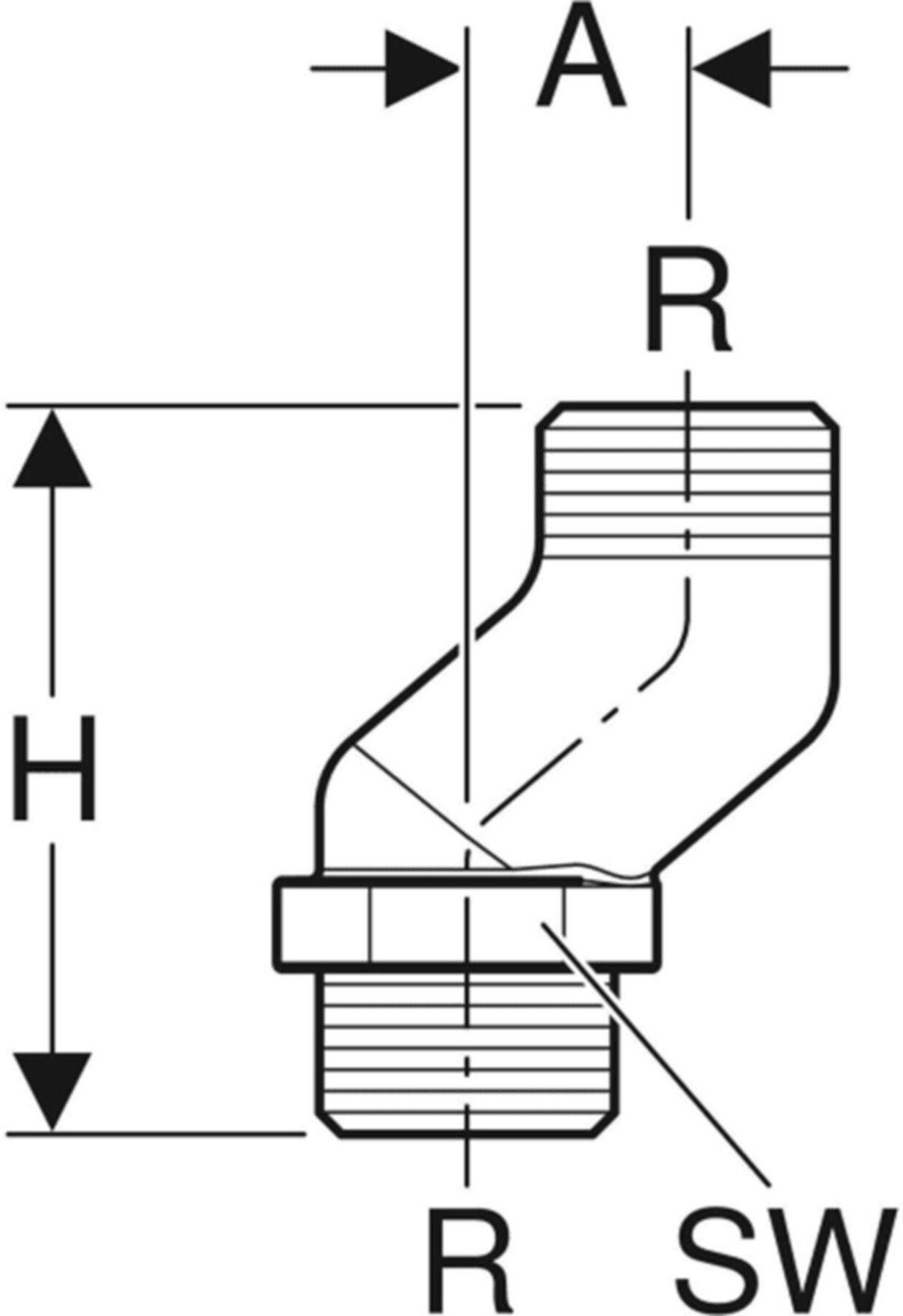 Etagenbogen 3/4"-3/4" 653.478.00.1 mit Innen- und Aussengewinde - Geberit-Push Fit-Formstücke