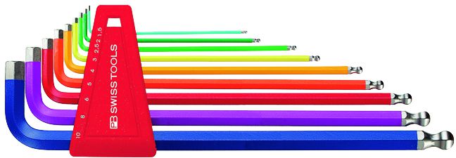 PB Winkelstiftschlüssel 6kt mit Kugelkopf farbig, PB 212.H-6 RB, Set à 7 Stk - Schraubenzieher