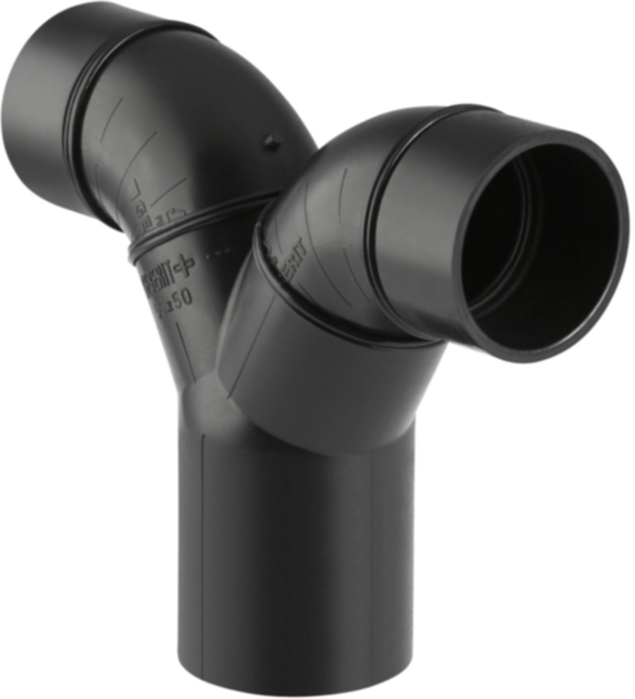 Hosen-T 180° mit Sifonanschlussmuffen d 56/46mm 363.463.16.1 - Geberit-PE-Formstücke