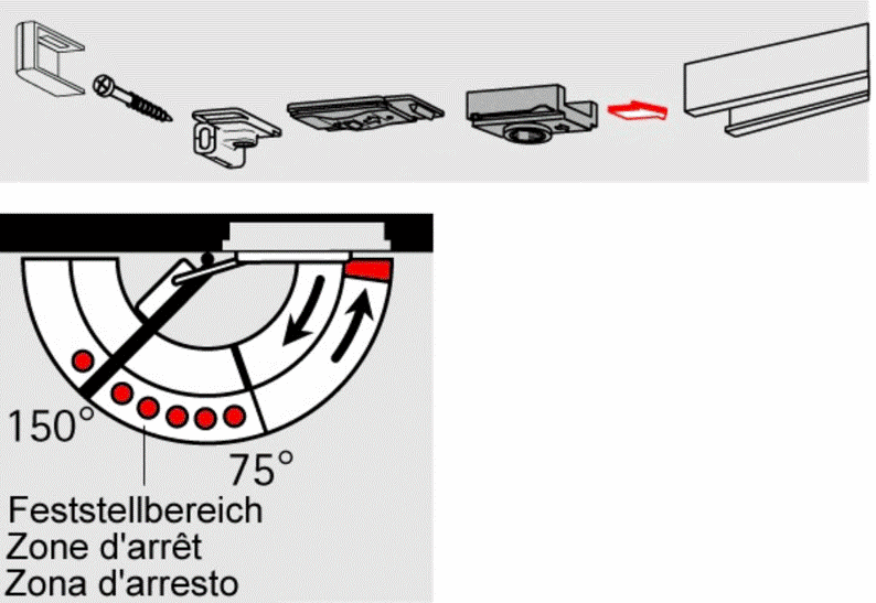 Dormakaba Rastfeststelleinheit zu Gleitschiene  G-N / G-N XEA - Türöffner, Türschliesser, Türfeststeller