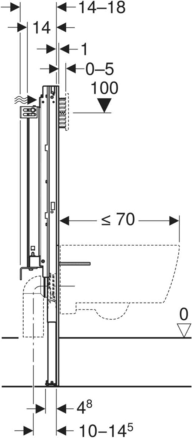 Wand-WC-Element Sigma 440.302.00.3 Typ 112 für Massivbau, Betätigung von vorne - Geberit-Duofix