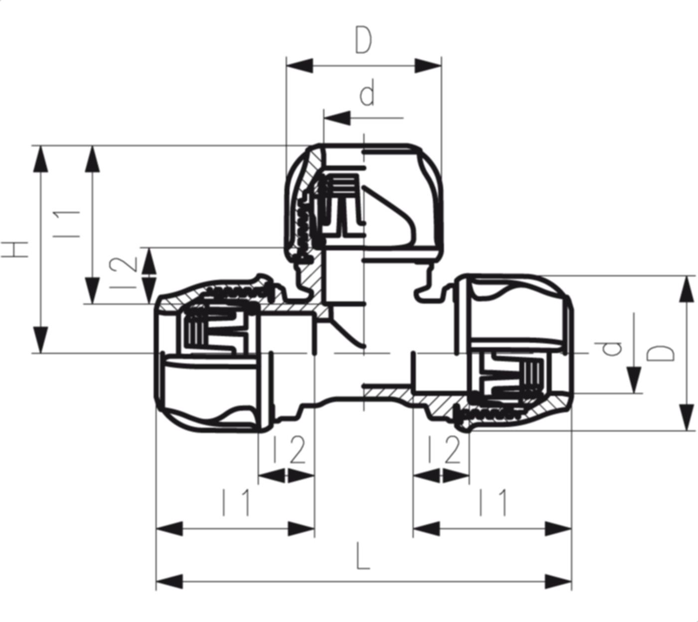 Tee 90° egal d 75mm 158 400 229 - GF iJoint-Klemmverbinder