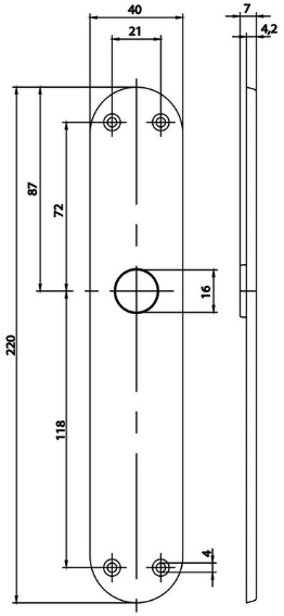 MEGA Langschilder 35.450, ungelocht 220/40/4mm, 16mm, Zink matt vernickelt - Tür- und Sichtbeschläge