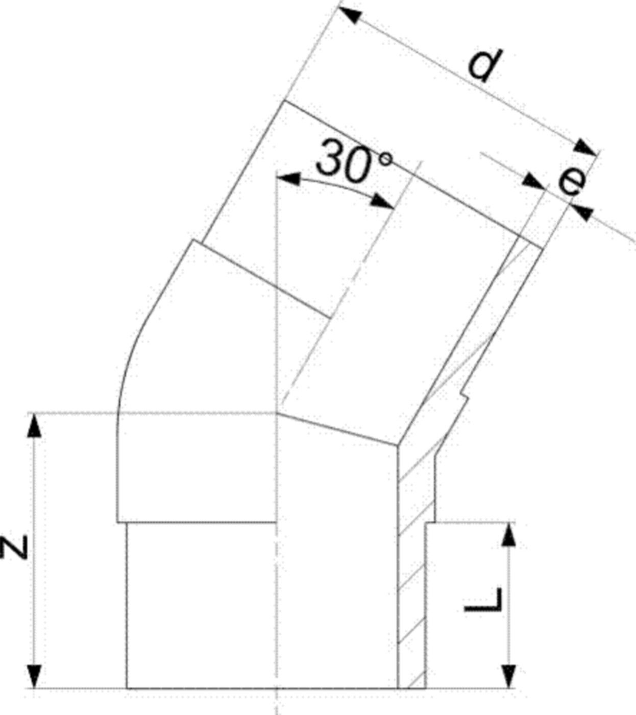 Winkel 30° segm. PE100 S5 PN 16 d 32mm 753 120 908 - PE100 Stutzenformstücke langschenklig