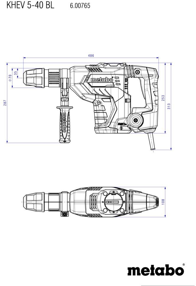 Kombihammer SDS-max, KHEV 5-40 BL 1150W, bis Ø 40mm, 8.7 J - Metabo Elektrowerkzeuge