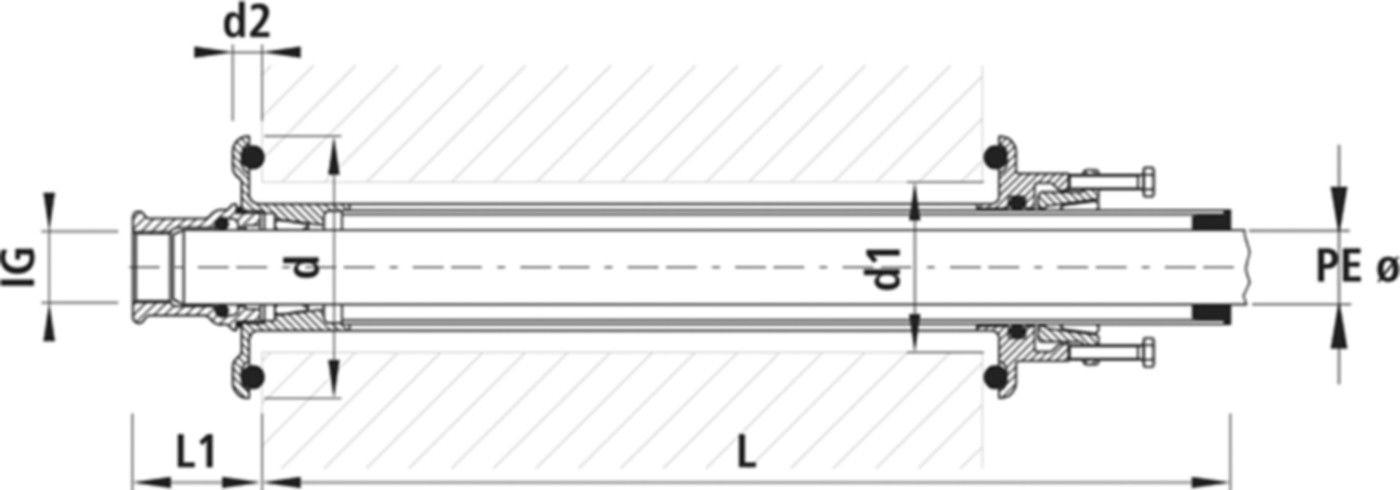 PE-Schnellbau-Mauerdurchführung 6830 d 40mm - 1 1/4" - Hawle Steckfittinge