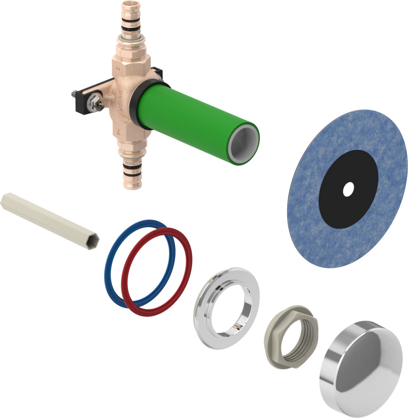 Mepla UP-Ventil 20mm 602.002.21.5 mit Befestigung, glanzverchromt - Geberit Systemventile / Armaturen