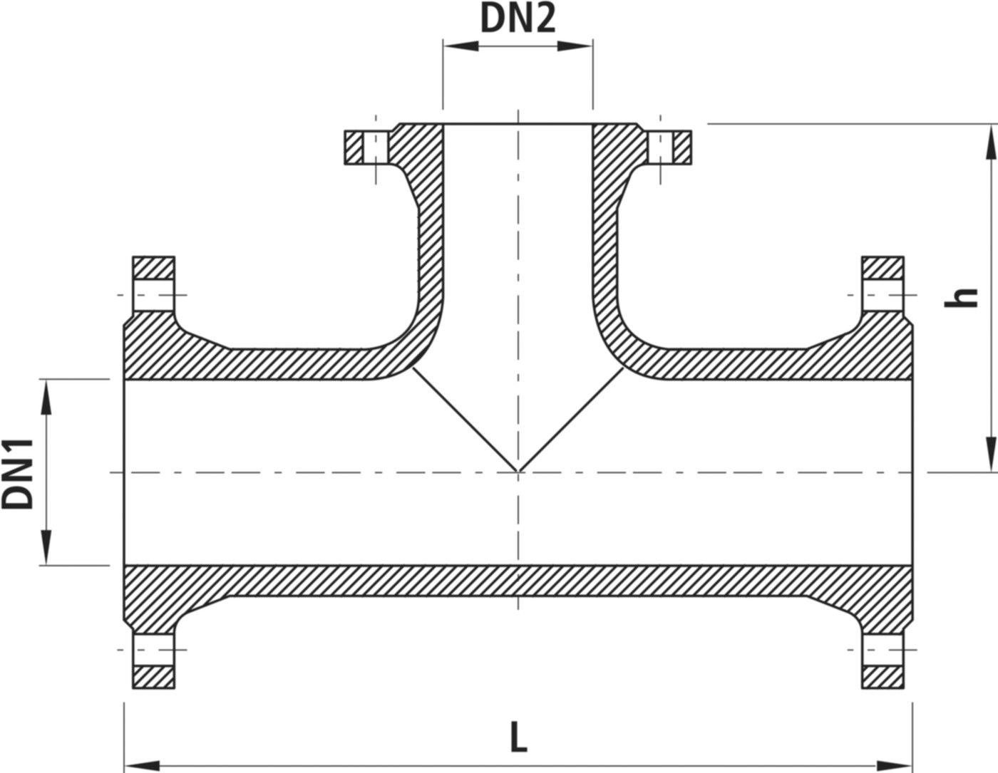 Flanschen-T-Stück PN 10/16 8510 DN 125/50 - Hawle Flanschformstücke