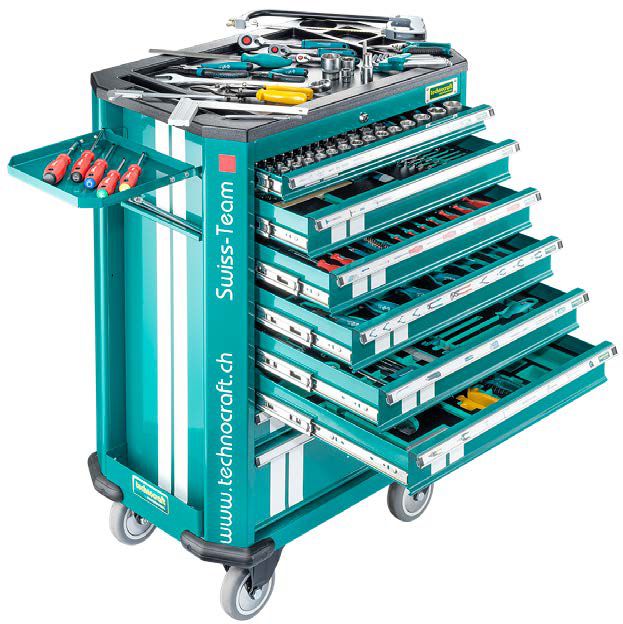 TECHNOCRAFT Werkstattwagen SWISS-TEAM 297-tlg. 8 Schubladen, 16180.29.000 - Schlüsselwerkzeuge