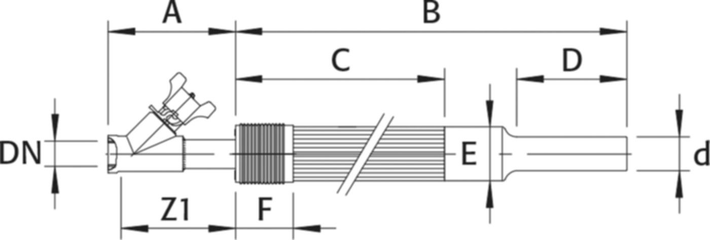 RMA Hauseinführung für Gas PN 5 mit AVG-Ventil, gerade 1" - d 50mm - Wild Gebäudeeinführung