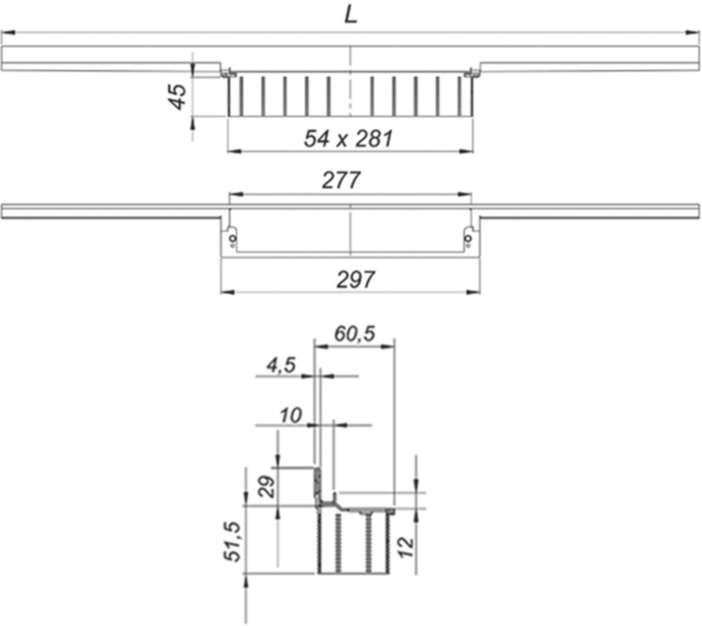 Duschrinnen CeraWall Individual 1300mm 5-535597 Einbau an Wand, zum verdeckten Einbau - SCHACO Entwässerungstechnik