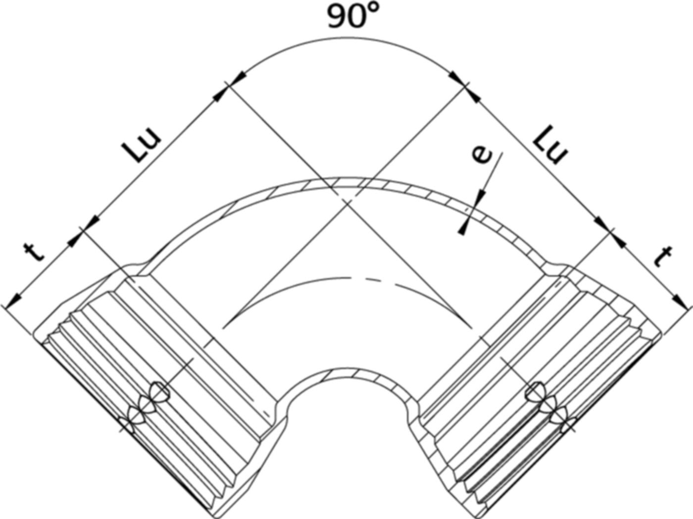 SM-Bogen 2M  MMQ 90°, mit Gleit- und Dichtring DN 150 - Wild Schraubmuffenformstücke