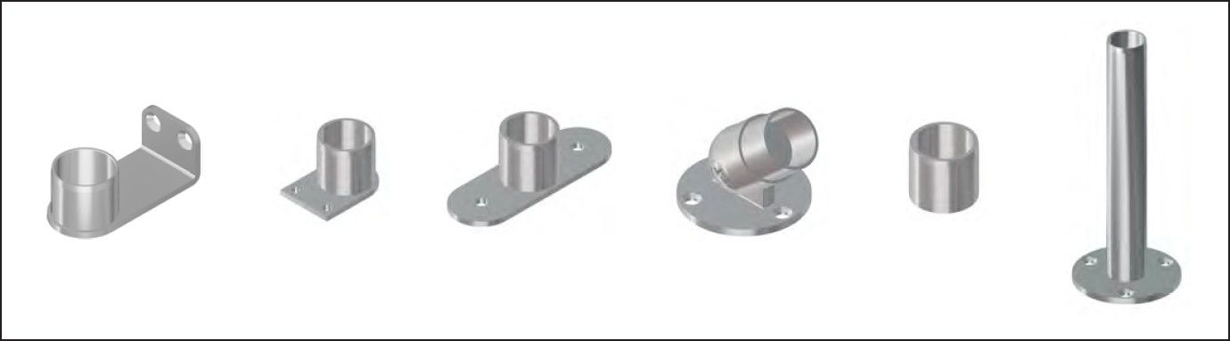 Handlaufsteckrohr mit eins. ru.Wandpl. 42.4 mm geschliffen 126834 - INOXTECH-Handlauf-/Geländer-System