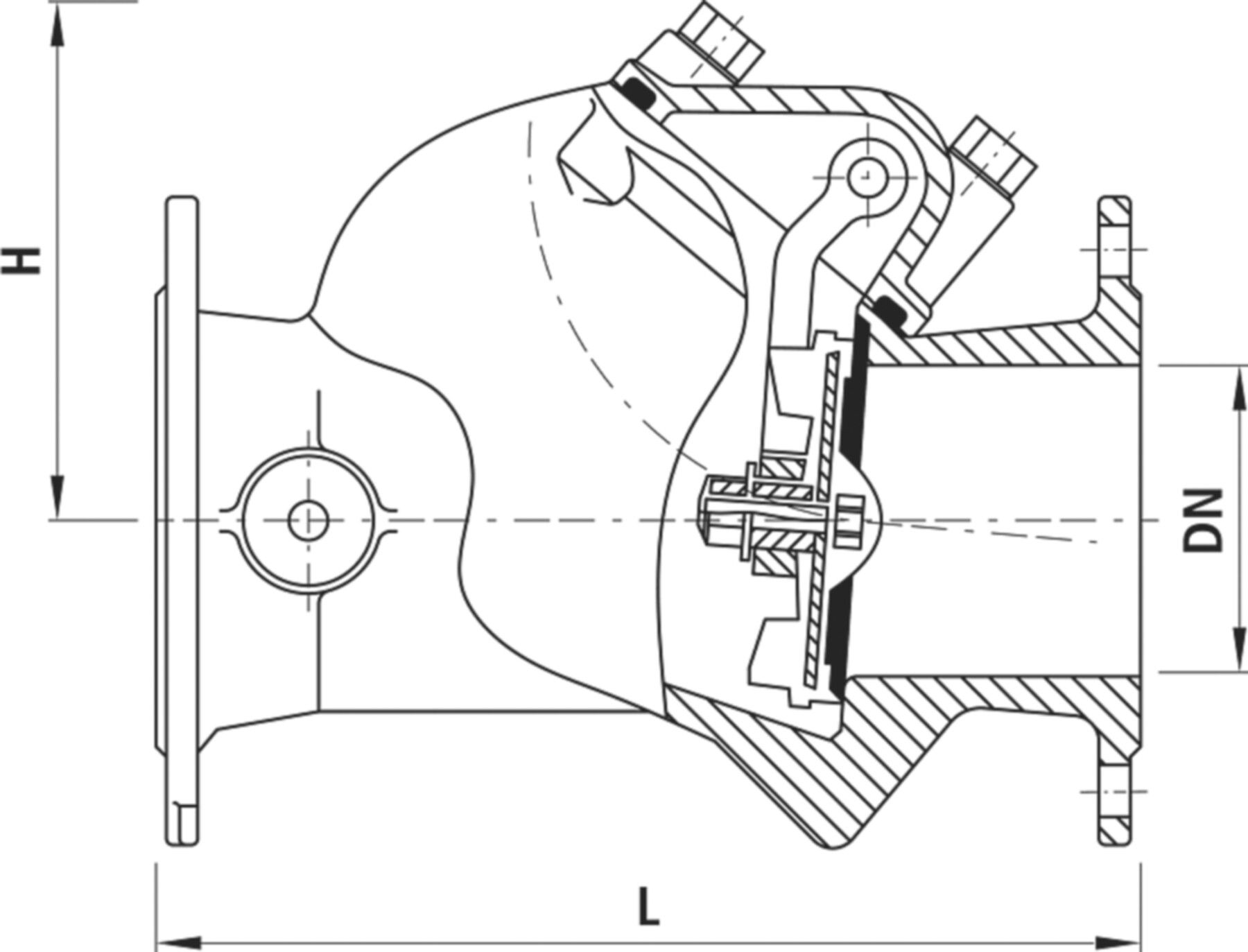 Rückschlagklappe PN 16 9966 DN 65 Typ AVK - Hawle Absperrklappen