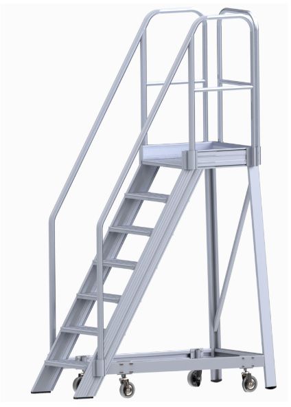 HB Podesttreppe einseitig begehbar, fahrbar Typ 495.6, 3 Stufen, H=0.72m - Garten