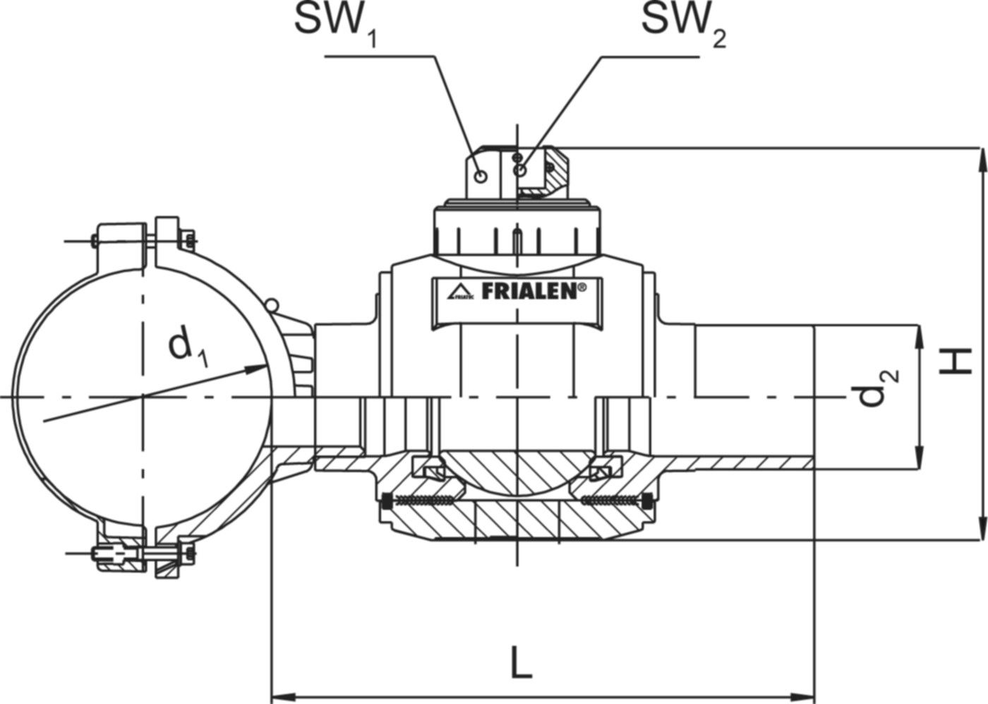 Anbohrkugelhahnen AKHP, 1/4 Umdrehung d 110/63mm 615 427 - Frialen Elektroschweissfittinge